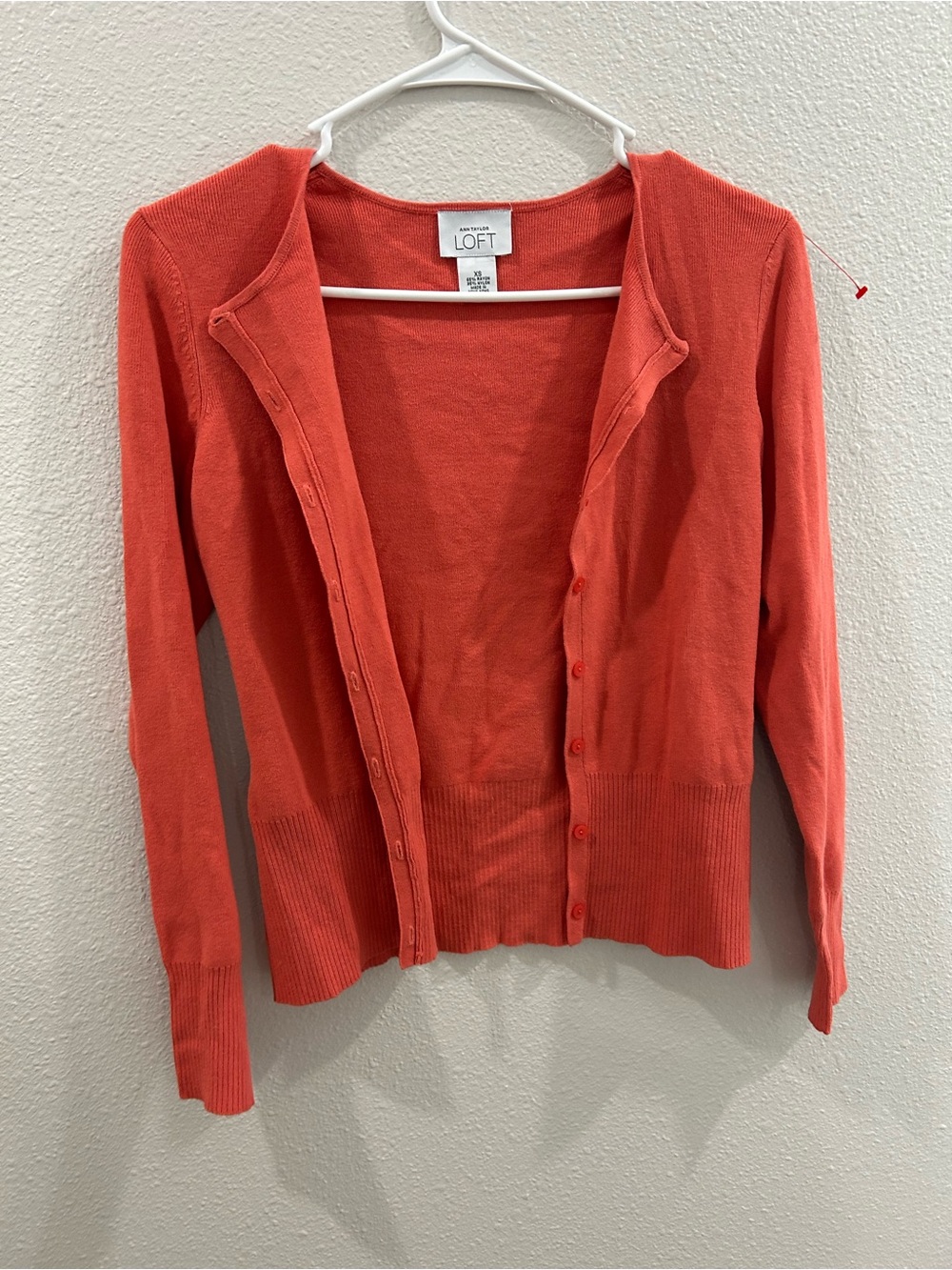 LOFT Coral Button-Front Cardigan
